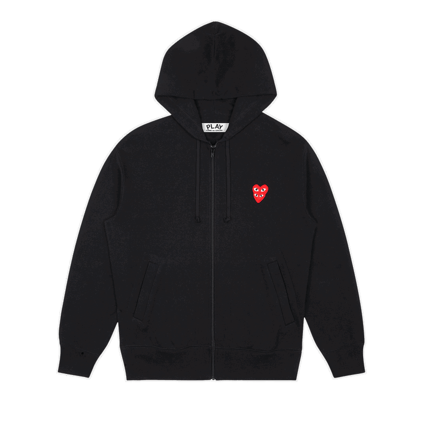 Суитчър Comme des Garçons PLAY Stacked Heart Zip-Up Hoodie Черно | AZ T294 051 1
