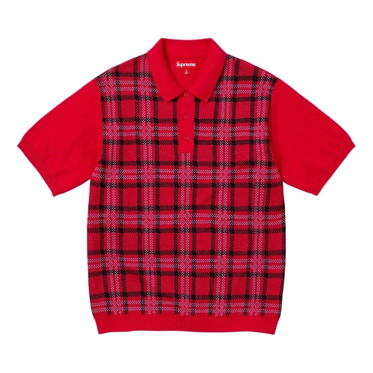 Поло тениска Supreme Plaid Knit Short Sleeve Polo Червено | SUP-SS24-239, 0