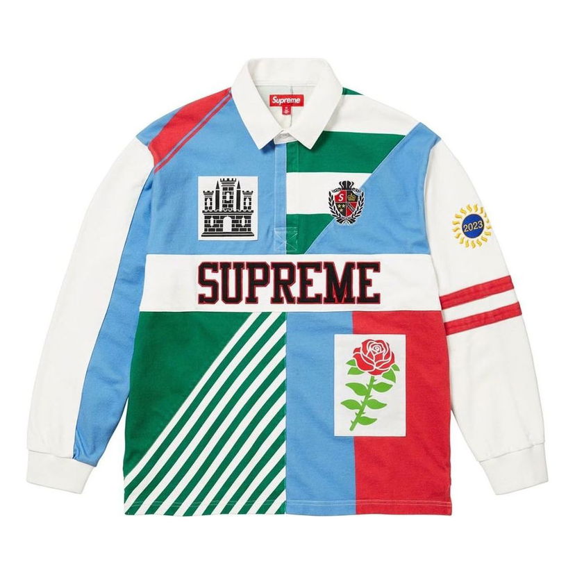 Поло тениска Supreme Rose Graphic Rugby Jersey Синьо | SUP-FW23-193