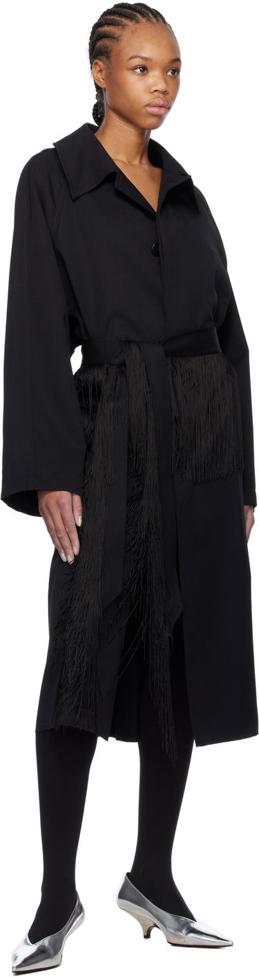 Палта Maison Margiela MM6 Maison Margiela Wool Gabardine Trench Coat with Fringed Belt Черно | S52AH0079 S78542, 3