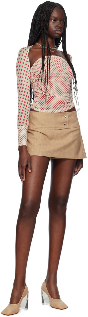 Пола Miaou Miaou Iris Polka Dot Long Sleeve T-Shirt Бежово | 7112PM2WPD, 3