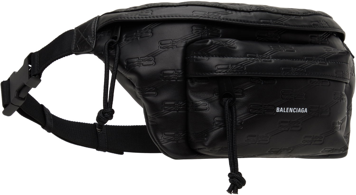 Чанта за кръста Balenciaga Monogram Embossed Leather Belt Bag Черно | 7130422AA251000, 1