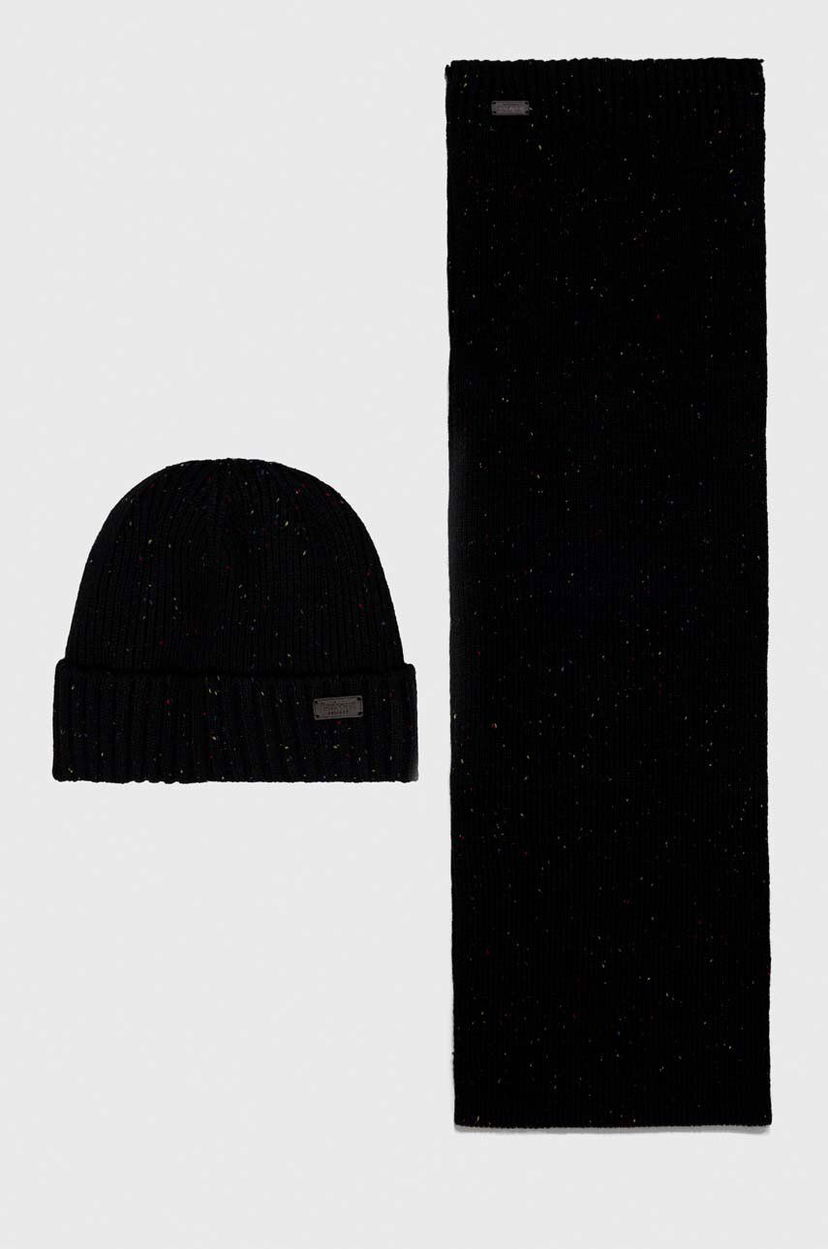 Шал Barbour Carlton Fleck Beanie & Scarf Gift Set Черно | MGS0047