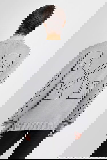 Пуловер Off-White Diagonal Outline Crew Knit Сиво | OMHE087C99KNI0010610, 0