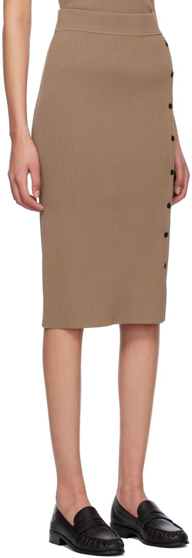 Пола rag & bone Asher Midi Buttoned Ribbed Skirt Кафяво | WAS23S026YL26, 1