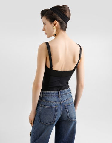 Сутиен Dolce & Gabbana Dolce & Gabbana Elastic Satin Bustier Top Черно | F7525TGDCMXN0000, 2