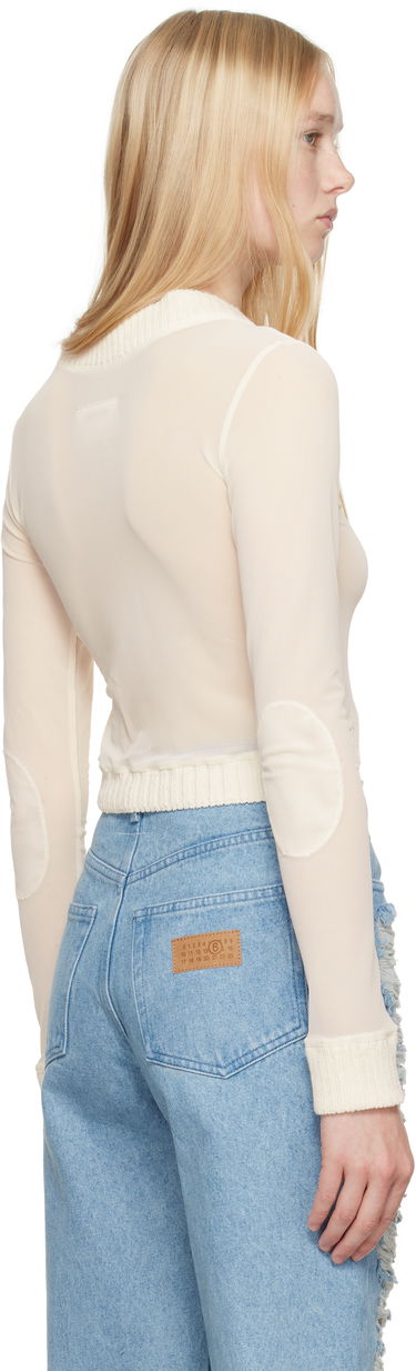 Пуловер Maison Margiela MM6 Maison Margiela Elastic Jersey Mesh Long Sleeve Cardigan Бежово | S62NH0041 S24423, 2
