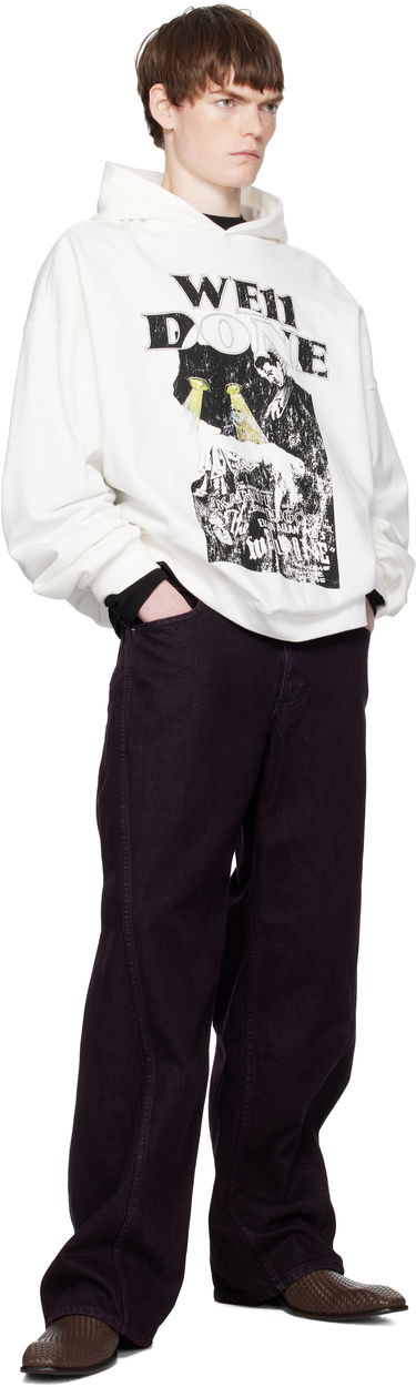 Суитчър We11done We11done Cat Poster Graphic Hoodie Бяло | WD-TH2-25-837-U-WH, 3