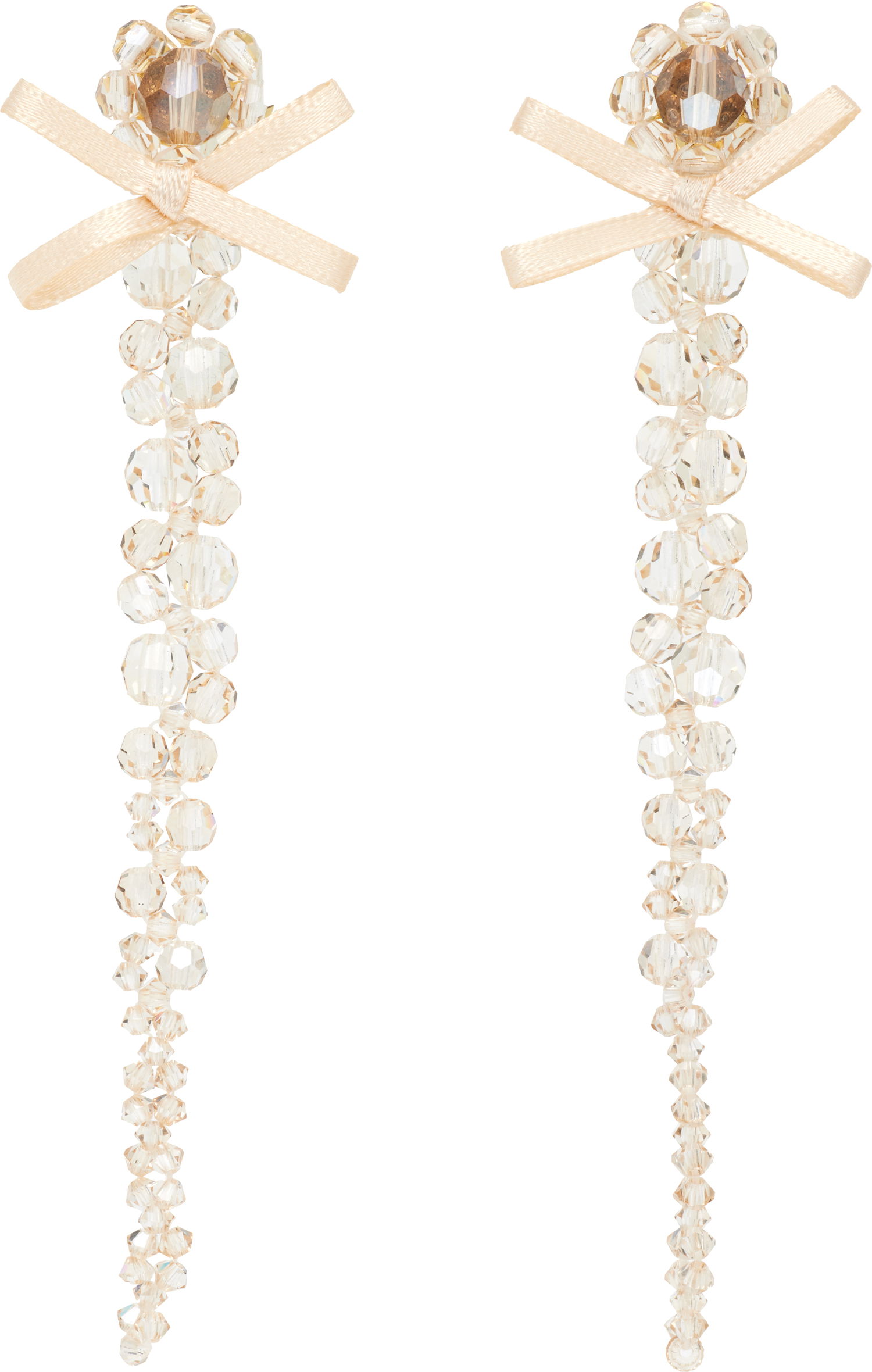 Обеци Simone Rocha Simone Rocha Petite Bow Drip Faceted Crystal Bead Earrings Бежово | ERG547 0903, 0