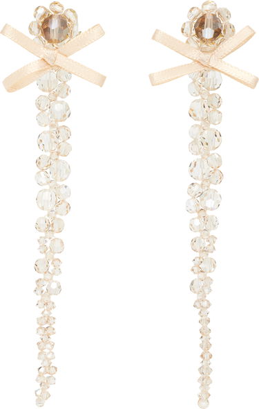 Обеци Simone Rocha Simone Rocha Petite Bow Drip Faceted Crystal Bead Earrings Бежово | ERG547 0903, 0