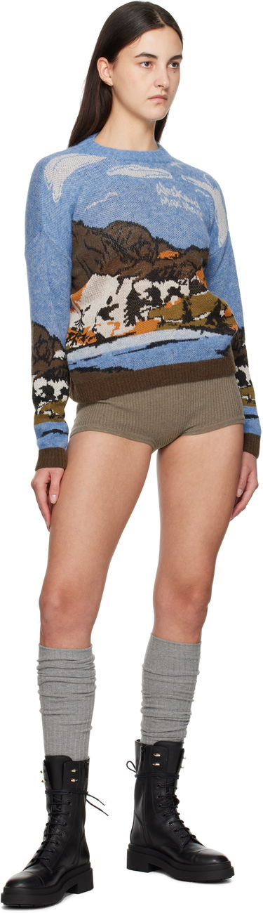 Пуловер Max Mara Weekend Landscape Print Wool Blend Sweater Синьо | 2425366272600 MM12204, 3