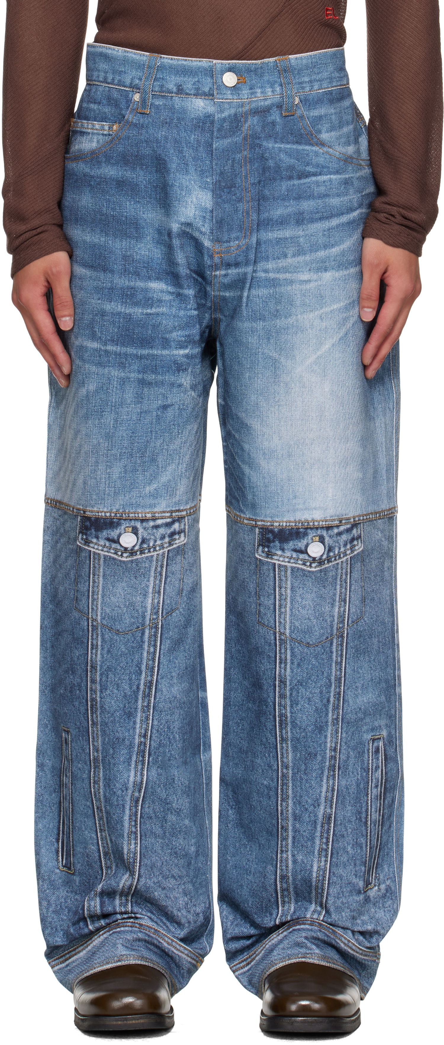 Дънки Andersson Bell Andersson Bell Printed Jeans Синьо | apa842u, 0