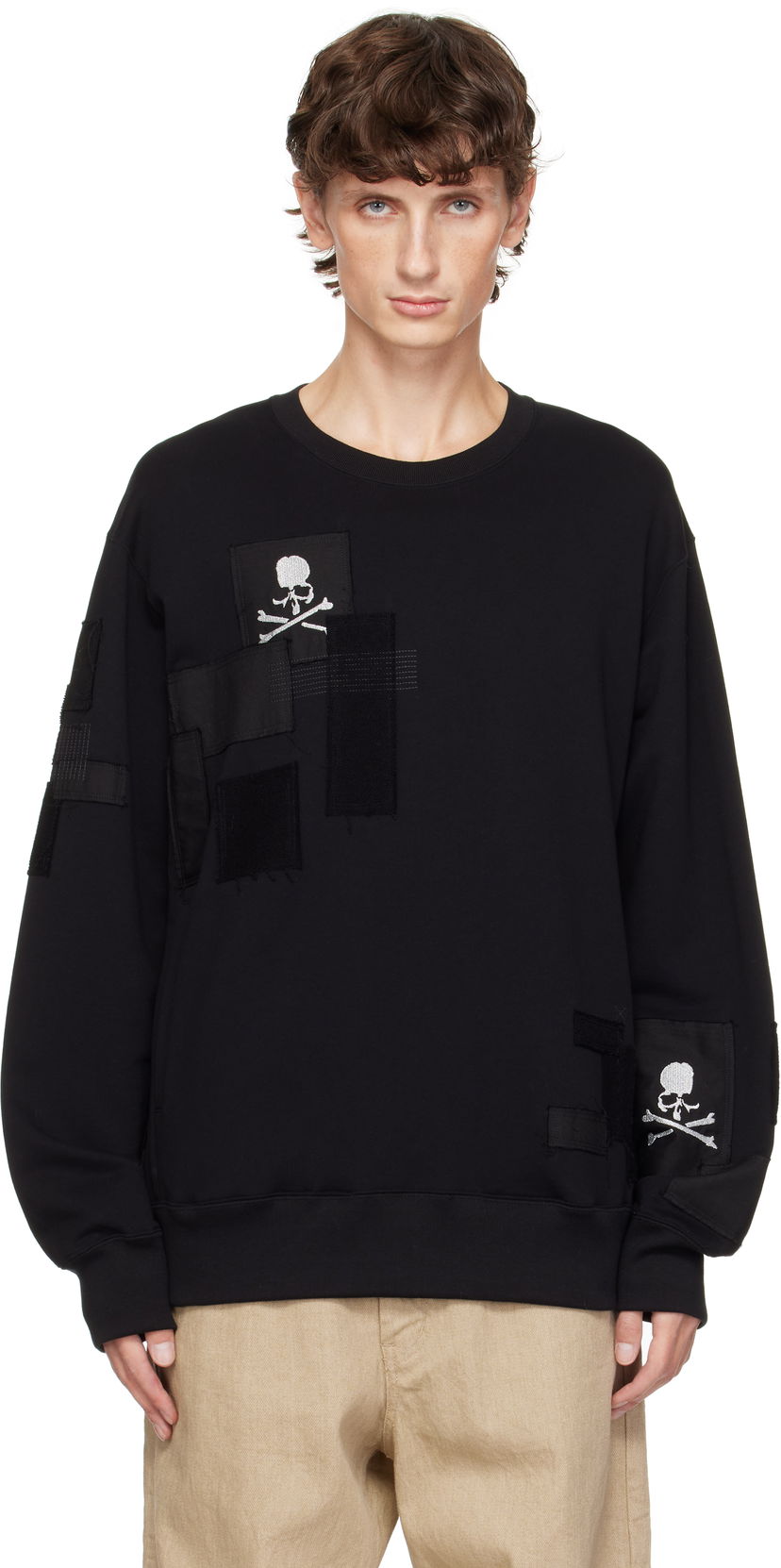 Суитчър Mastermind WORLD Patchwork Sweatshirt Черно | MW24S13-SW029-002