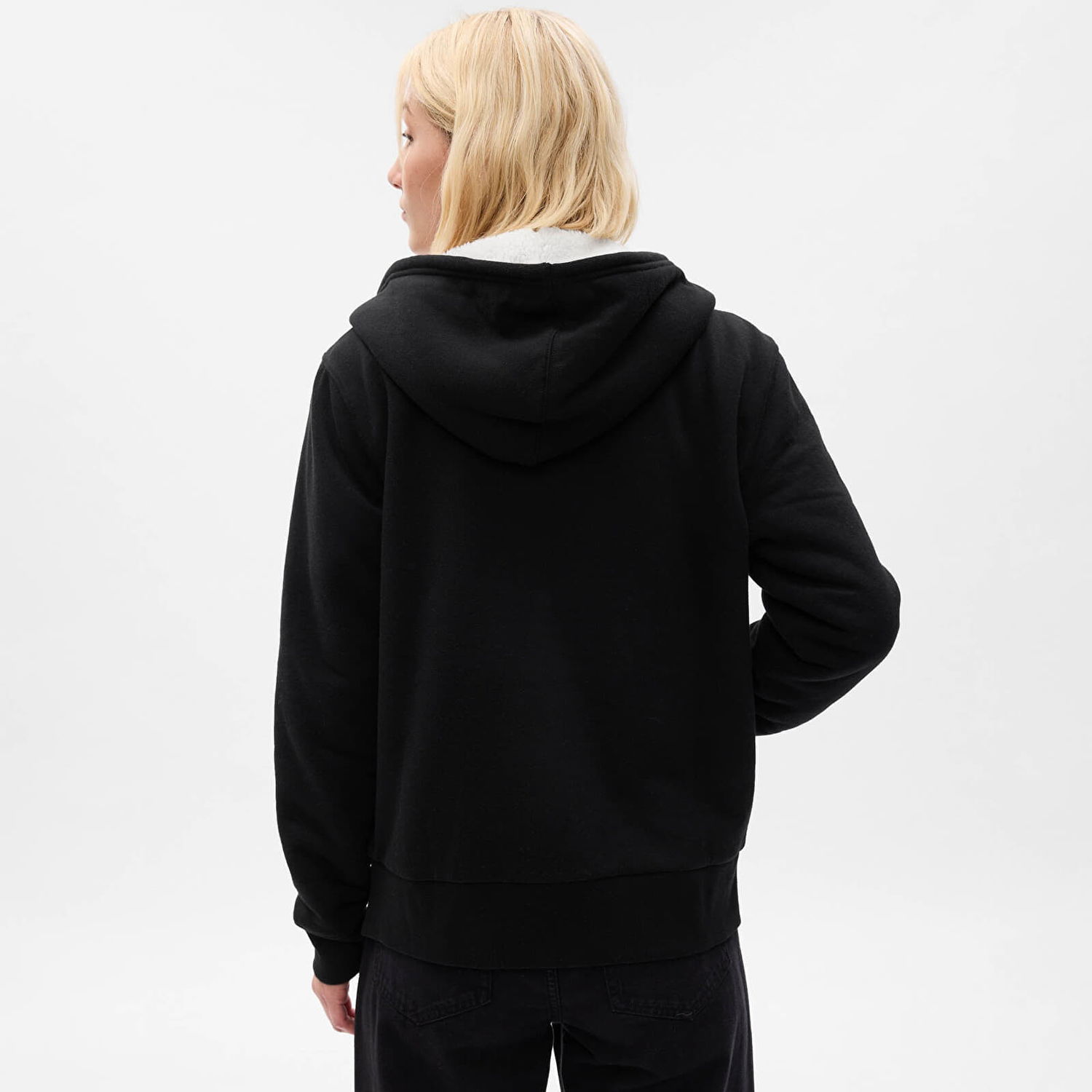 Суитчър GAP Sweatshirt Logo Sherpa Fullzip Hoodie True Black XS Черно | 741325-05, 1