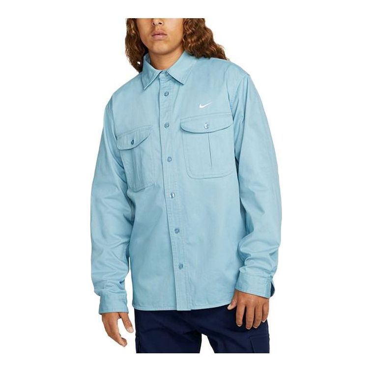 Риза Nike SB Woven Skate Long-Sleeve Button Down Shirt Синьо | DQ6288-494