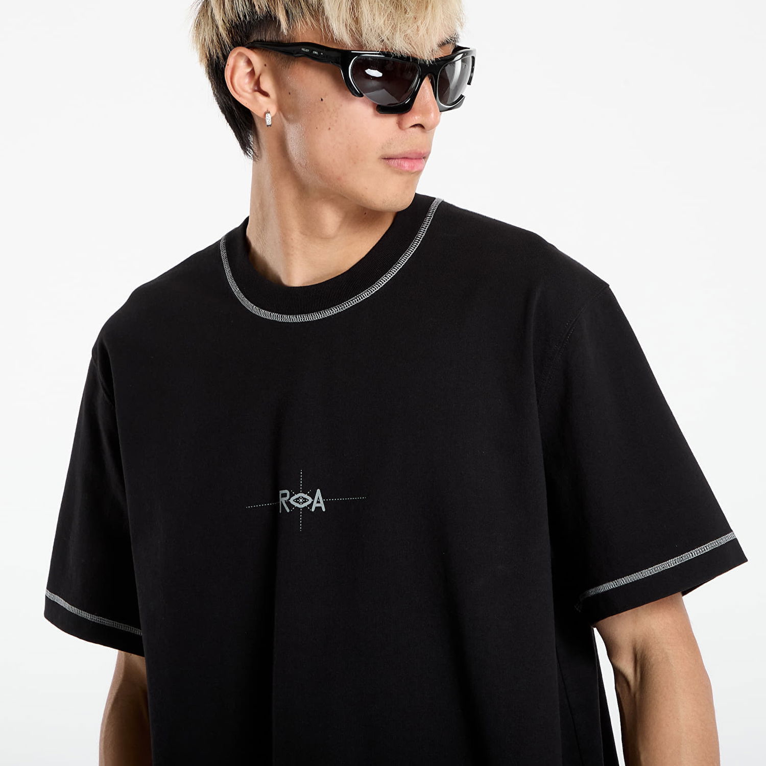 Тениска ROA ROA Info Stitch Organic T-Shirt Черно | RBMW0545JY58 BLK0001, 1