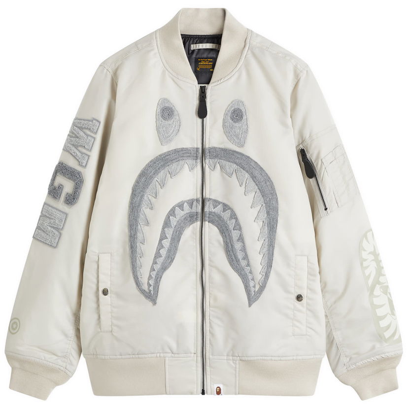 Яке бомбър BAPE Shark Nylon Bomber Jacket Сиво | 001HJK802005L-GRA