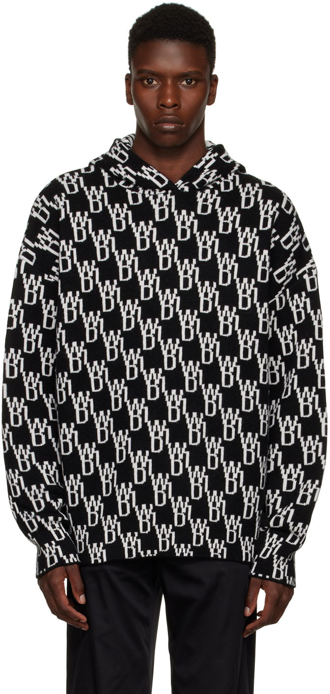 Суитчър We11done We11done Jacquard Knit Hoodie Черно | WD-KT3-22-628-U-BK, 0