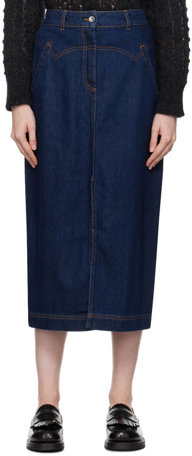 Пола YMC Dolly Denim Midi Skirt Тъмно синьо | Q3XAB, 0