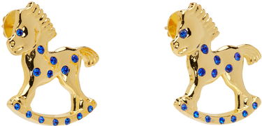 Обеци Chopova Lowena Gold-tone & Blue Crystal Rocking Horse Earrings Металик | 6507, 1