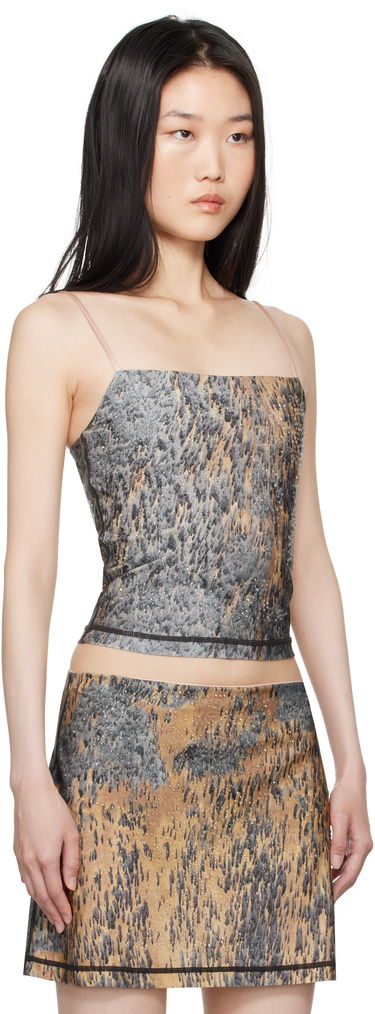 Съкратен топ Diesel Printed Rhinestone Tank Top Кафяво | A14459 0KMAQ, 1
