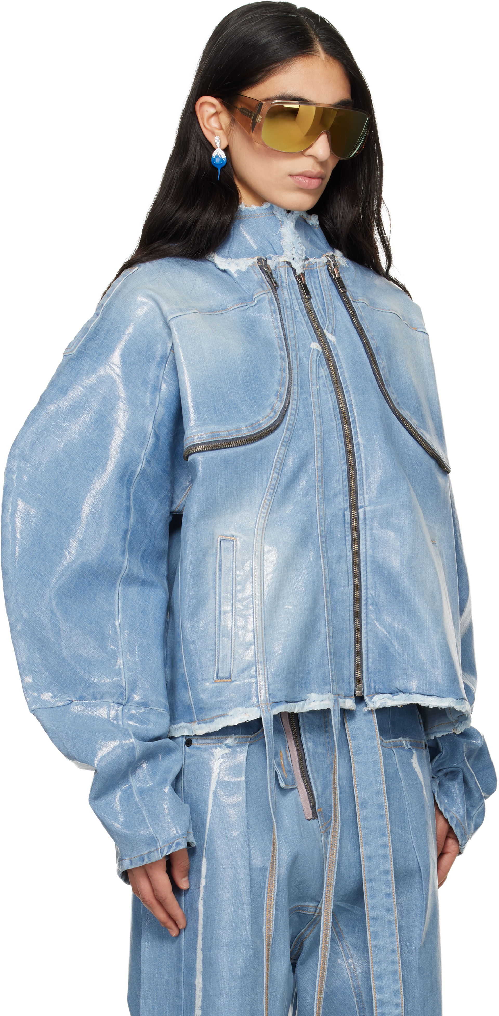 Glazed Denim Zip Jacket, 1