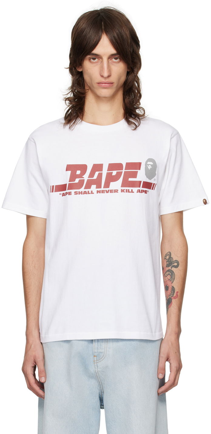 Тениска BAPE White Sports Logo T-Shirt Бяло | 001TEK301035M, 0