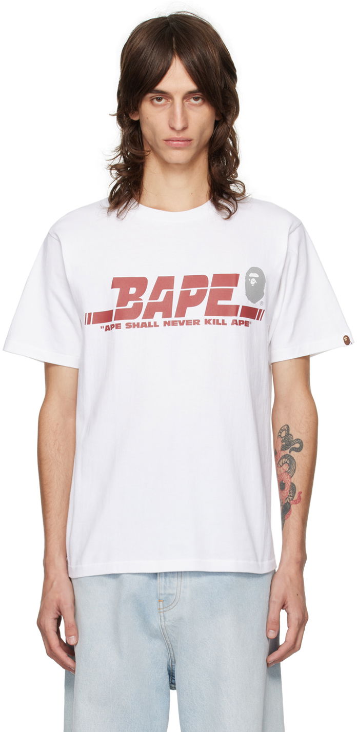 Тениска BAPE White Sports Logo T-Shirt Бяло | 001TEK301035M