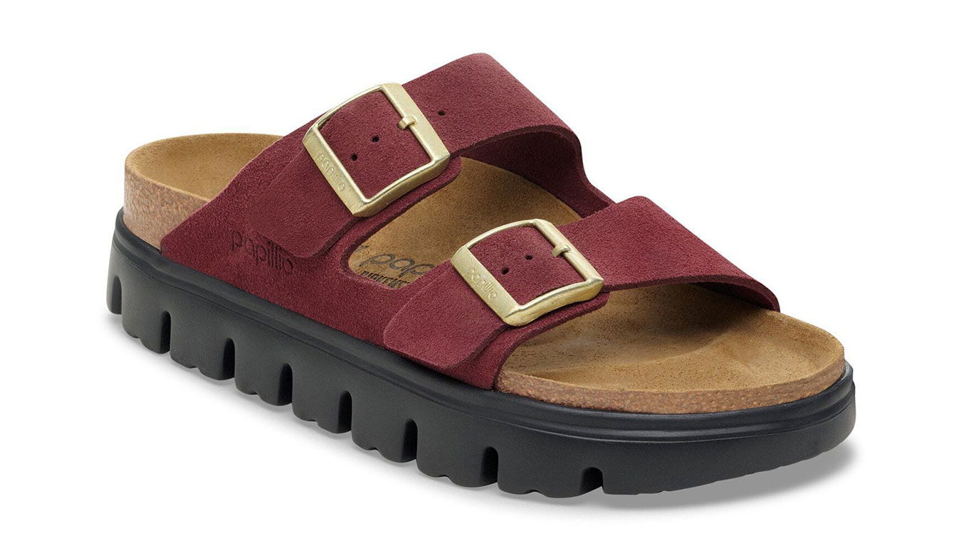 Кецове и обувки Birkenstock Arizona Platform Suede Leather Narrow Fit Sandals Бургунди | 1030581, 1
