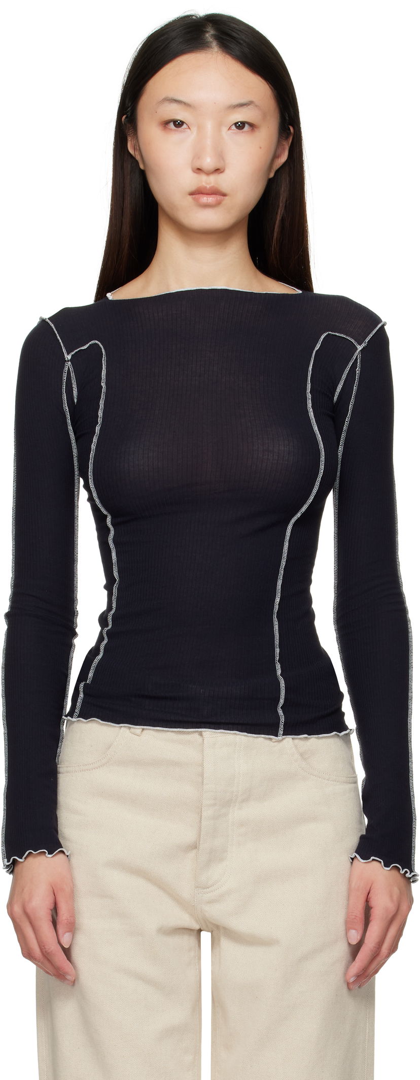 Тениска Baserange Baserange Omato Long Sleeve T-Shirt Черно | TTOML-CR-AU25