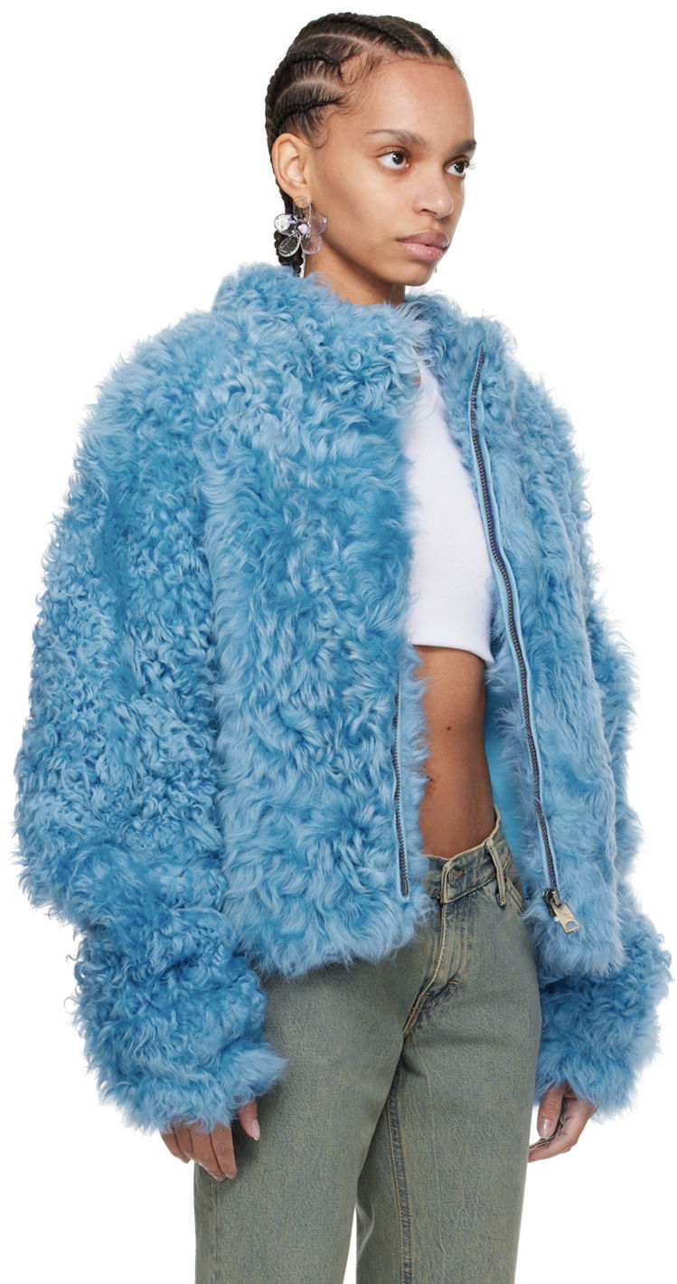 Яке ERL ERL Stand Collar Shearling Jacket Синьо | ERL08J001, 1