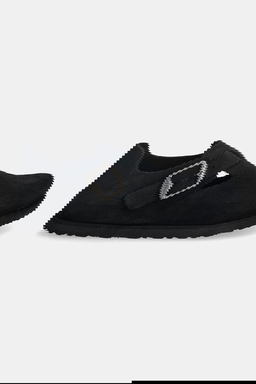 Кецове и обувки Birkenstock 1774 London Art Deco LEVE Suede Buckle Shoe with Flat Heel Черно | 1031960, 1