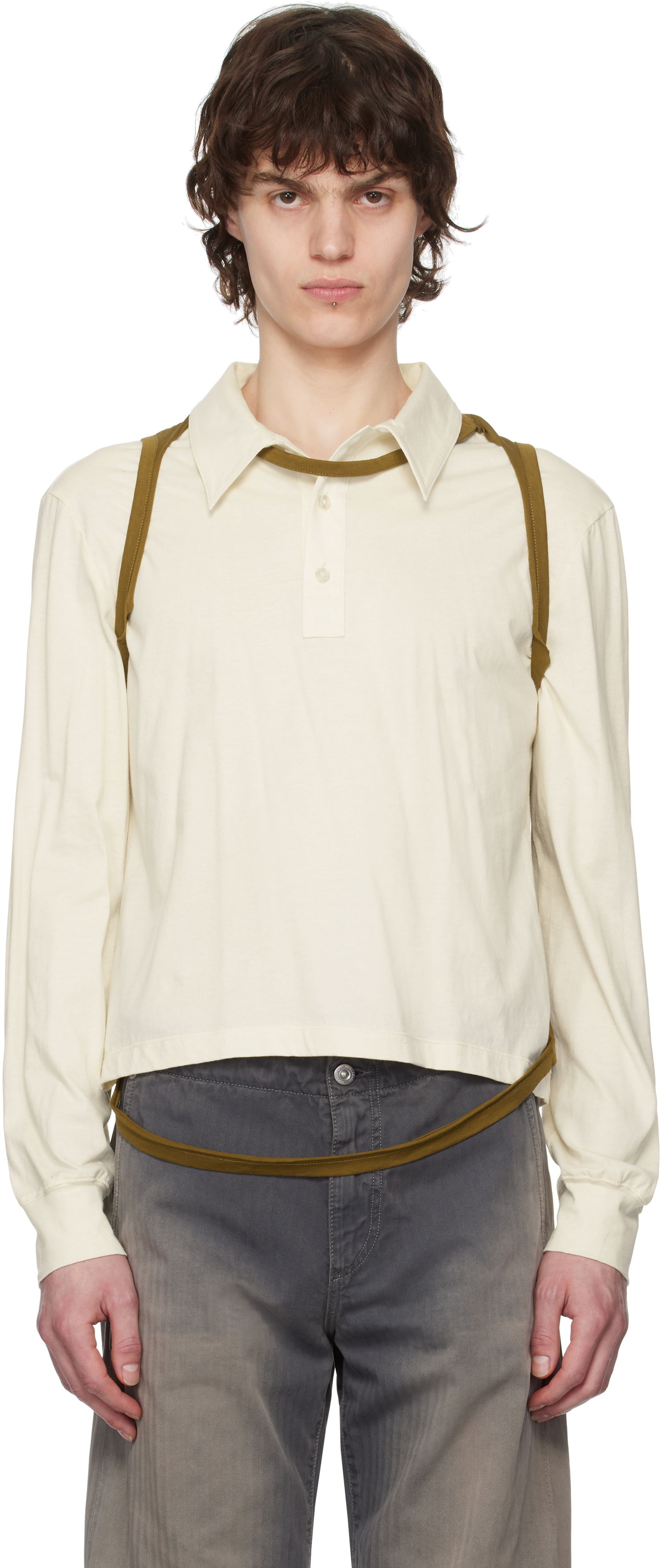 Поло тениска Eckhaus Latta Eckhaus Latta Hugging Polo Бяло | 1202-EL-PS25-C - COCONUT, 0