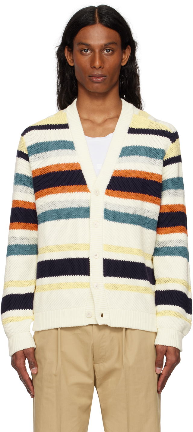 Maison Kitsuné Comfort Striped Knit Cardigan