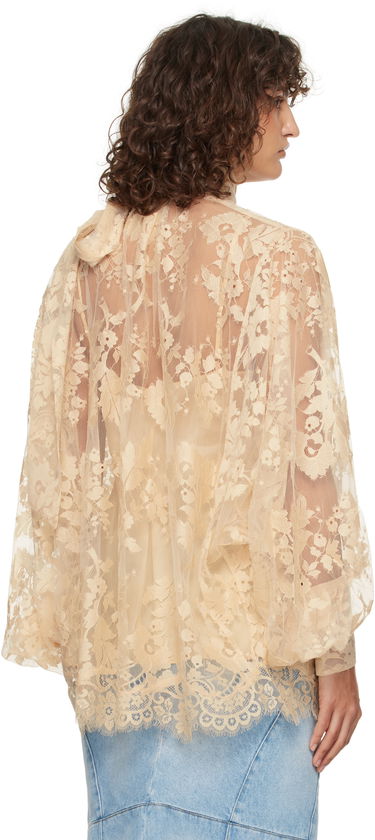 Риза ZIMMERMANN Zimmermann Illustration Lace Tie-Neck Blouse Бежово | 1401TF241, 2