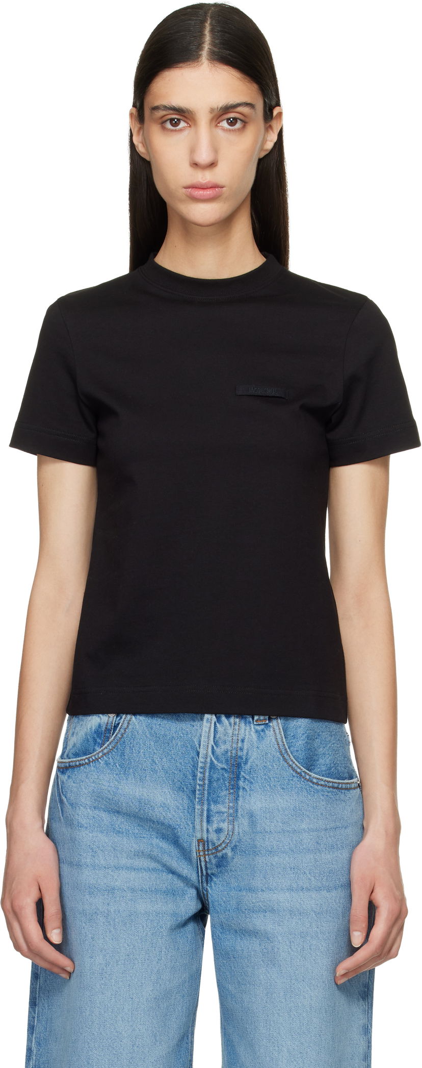 Тениска Jacquemus The Gros Grain Short-Sleeve T-Shirt Черно | 25HTSW00550AJ00029