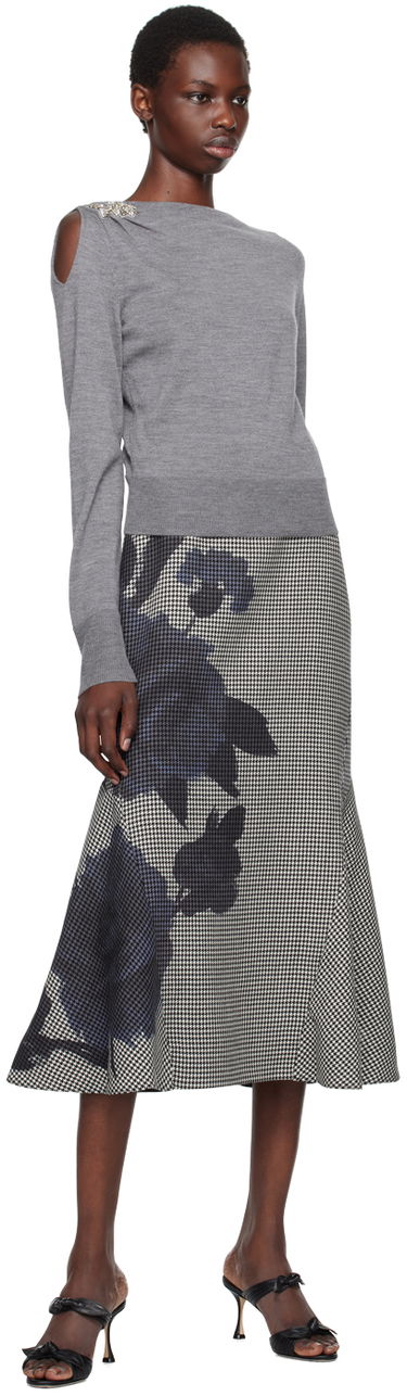 Пуловер Erdem Drape Detail Knit Sweater Сиво | PF24_F1KT3_GYEKW, 3