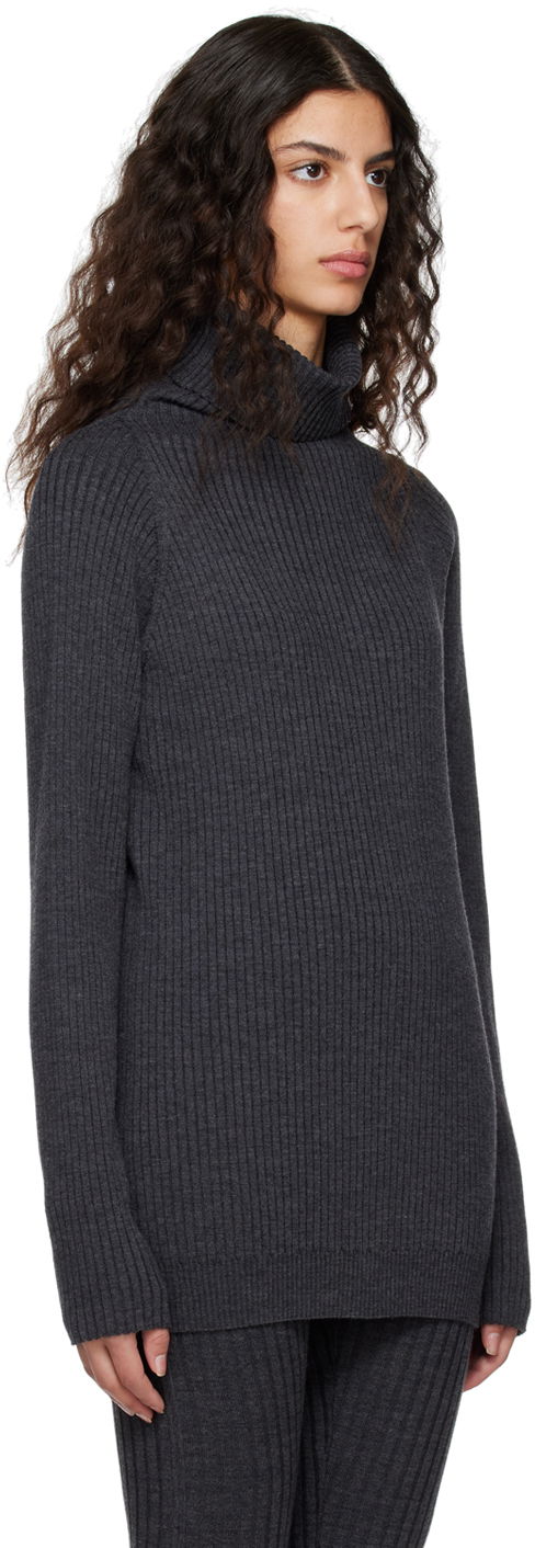 Пуловер TOTEME TOTEME Pinched Seam Turtleneck Sweater Сиво | 231-5133-321, 1