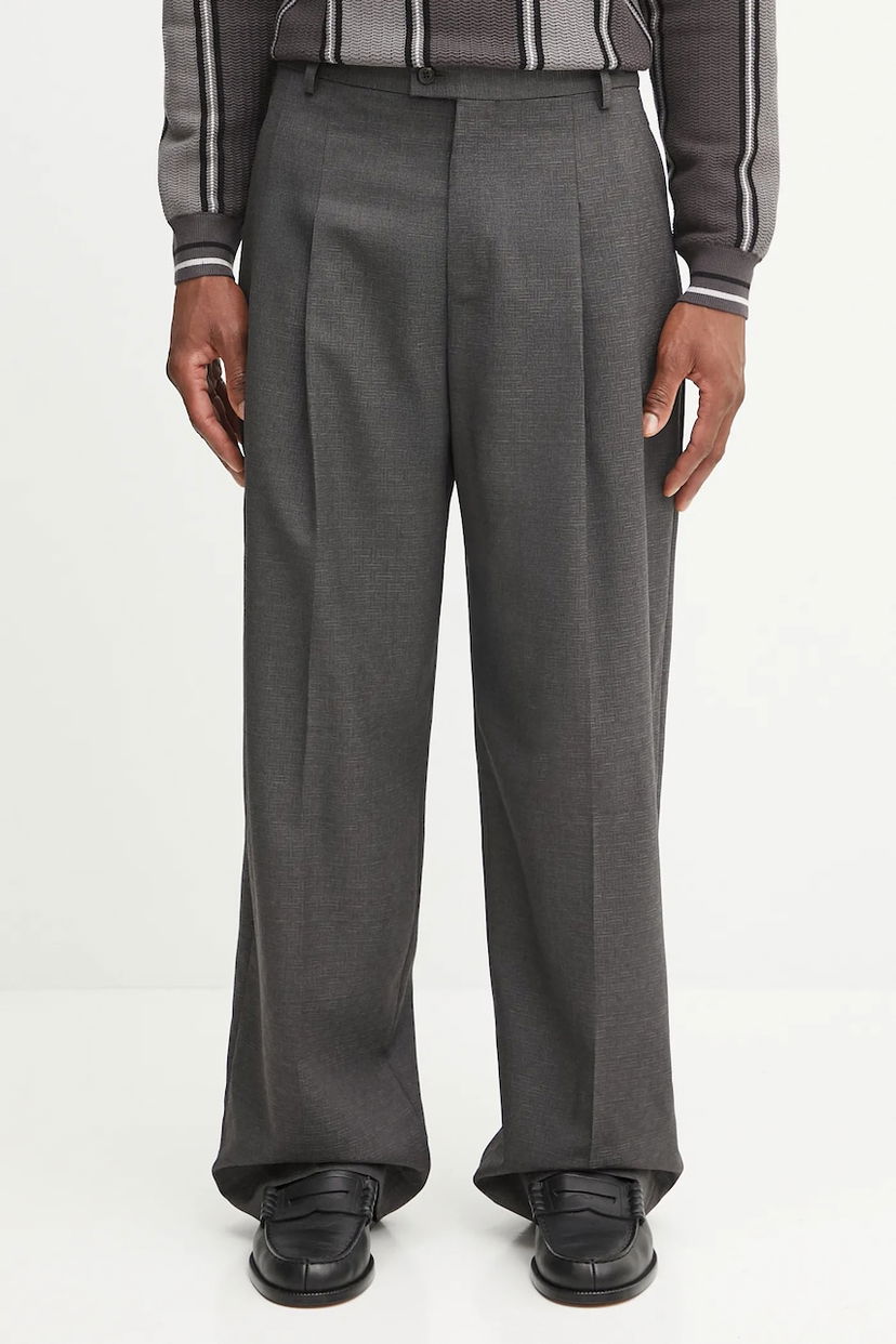 Панталони KENZO Wool Weave Straight Tailored Pleated Trousers Сиво | FF65PA3689ID