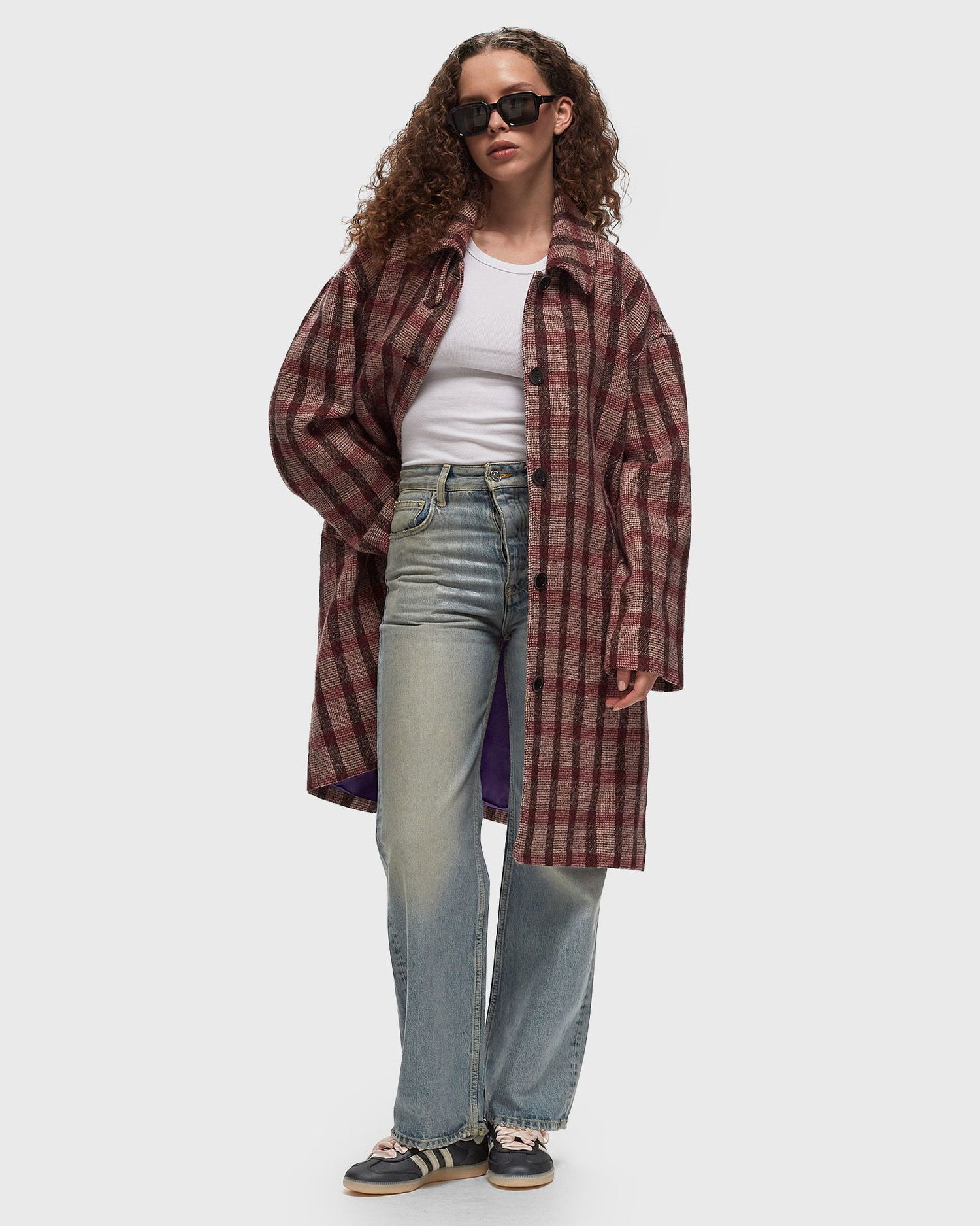 Палта American Vintage TURSBURG Coat Лилаво | TUR17AH24-TARTAN-POIVRE-ROUGE, 1