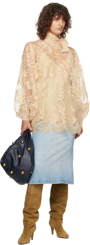 Риза ZIMMERMANN Zimmermann Illustration Lace Tie-Neck Blouse Бежово | 1401TF241, 3