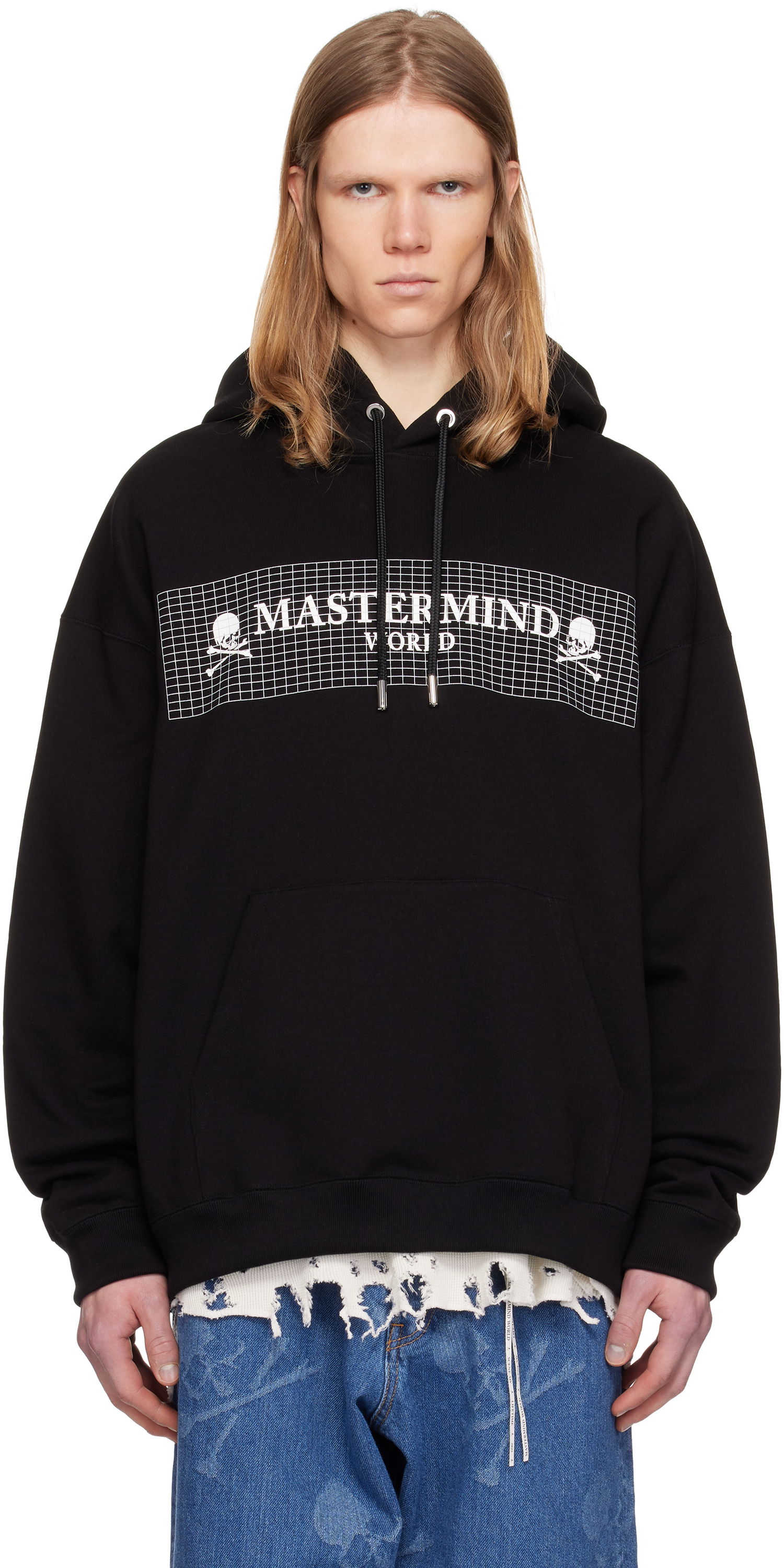 Суитчър Mastermind WORLD Mastermind World Boxy Fit Grid Hoodie Черно | MW25S14-SW014-015, 0