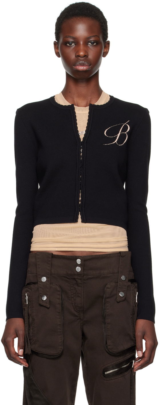 Пуловер Blumarine Cropped Cardigan With Embroidered Logo Черно | A422M462A