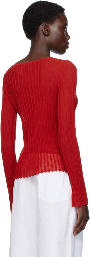 Тениска Loulou de Saison Loulou de Saison Mabille Ribbed Knit Top Червено | MABILLE, 2