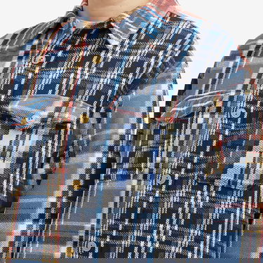 Риза Human Made Human Made Crazy Check Long Sleeve Shirt Синьо | HM28SH014-BL, 5