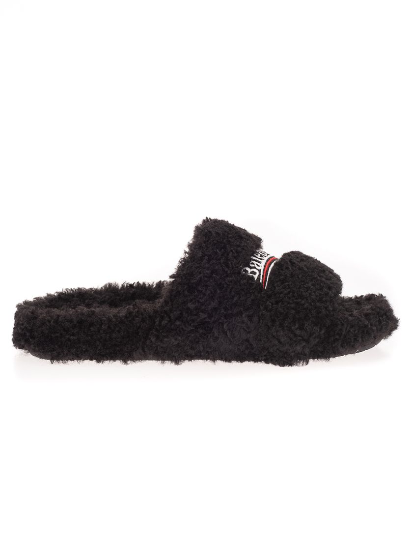 Кецове и обувки Balenciaga Furry Slide Black White W Черно | 654261W2DO11096, 0