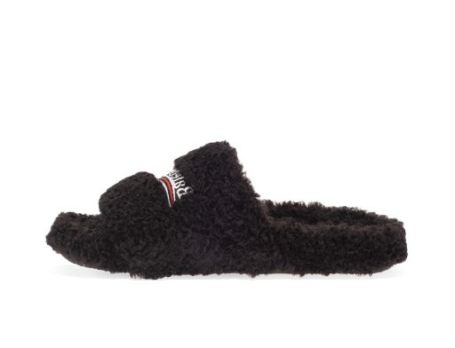 Кецове и обувки Balenciaga Furry Slide Black White W Черно | 654261W2DO11096