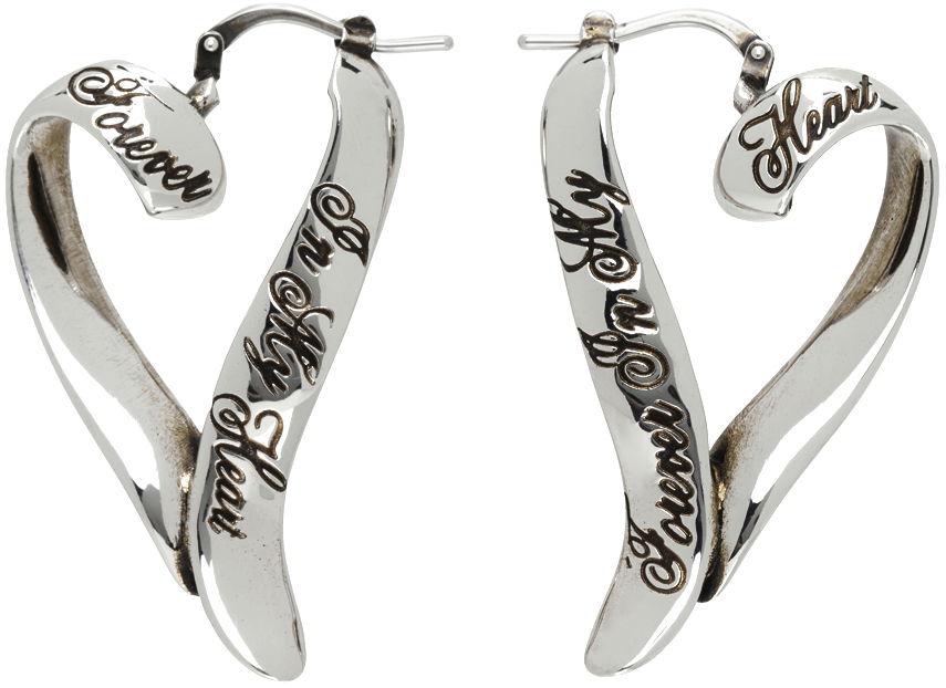 Аксесоари Acne Studios Silver Heart Hoop Earrings Сиво | C50393-, 0