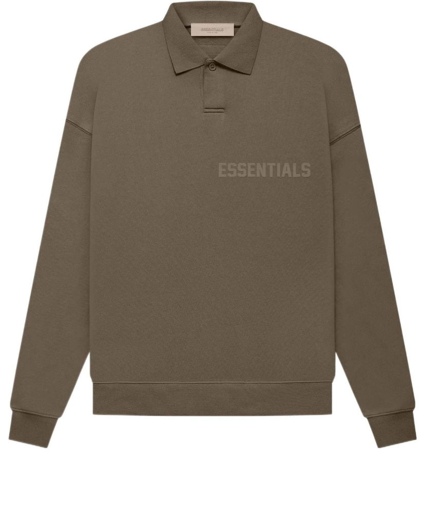 Пуловер Fear of God Essentials Long Sleeve Polo Shirt Кафяво | FOG-FW22-673