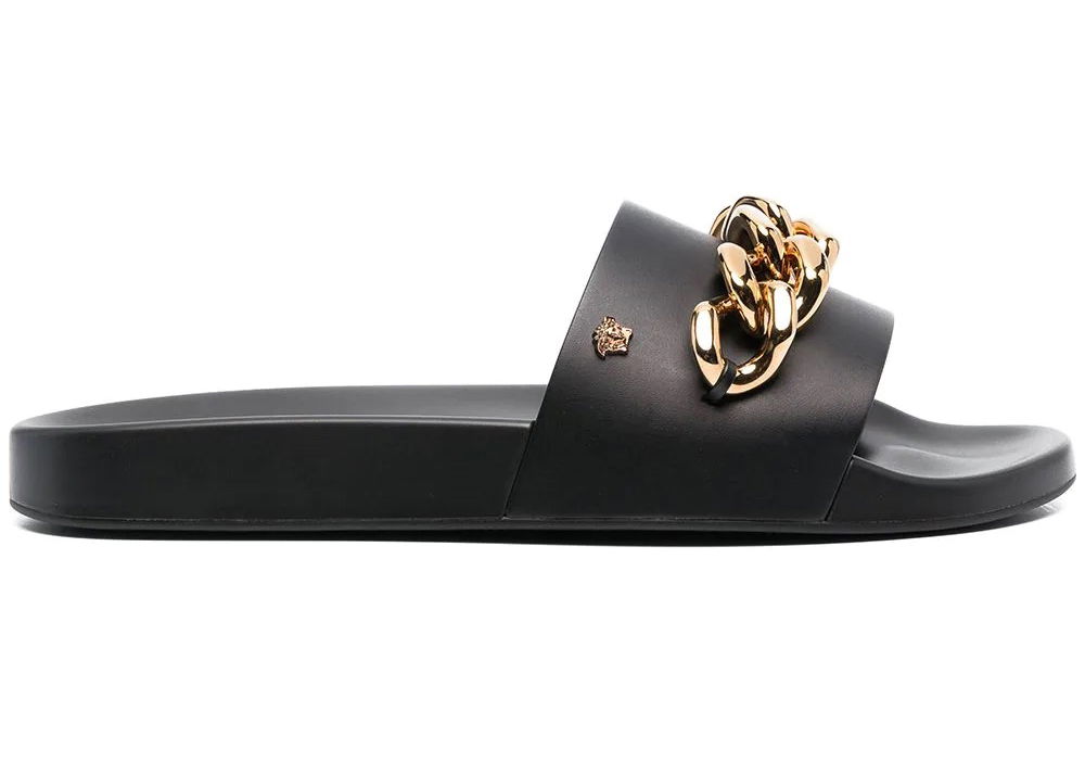 Кецове и обувки Versace Medusa Chain Slide Black Leather Черно | DSU8463-DV46G-KVO41, 0